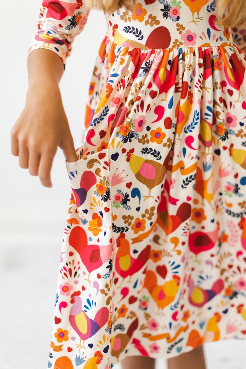 Little Red Hen 3/4 Sleeve Pocket Twirl Dress - Image 2