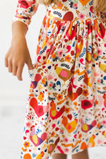 Little Red Hen 3/4 Sleeve Pocket Twirl Dress - Image 2