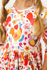 Little Red Hen 3/4 Sleeve Pocket Twirl Dress - Image 3
