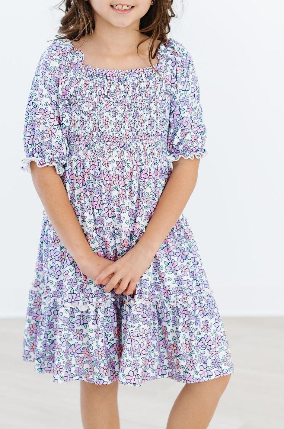 Lovely Lavender Smocked Ruffle Dress - Image 5