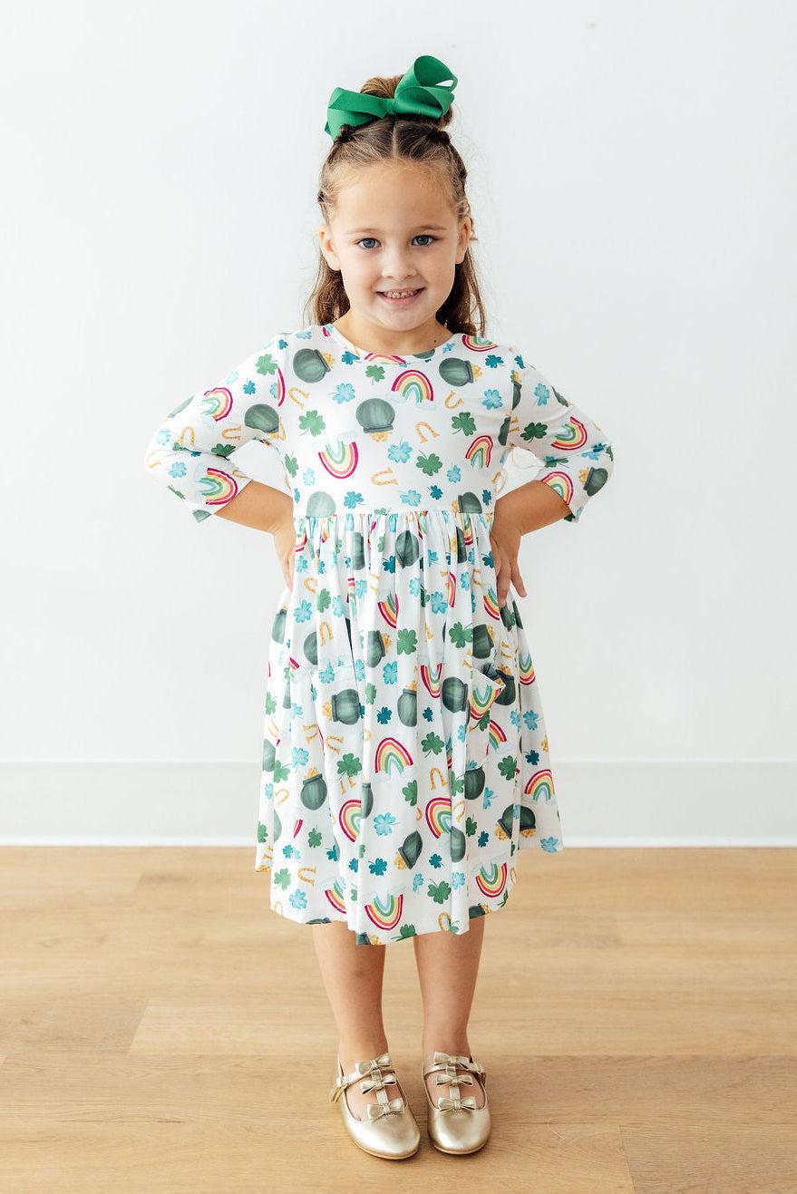Luck of the Irish 3/4 Sleeve Pocket Twirl Dress - Image 2