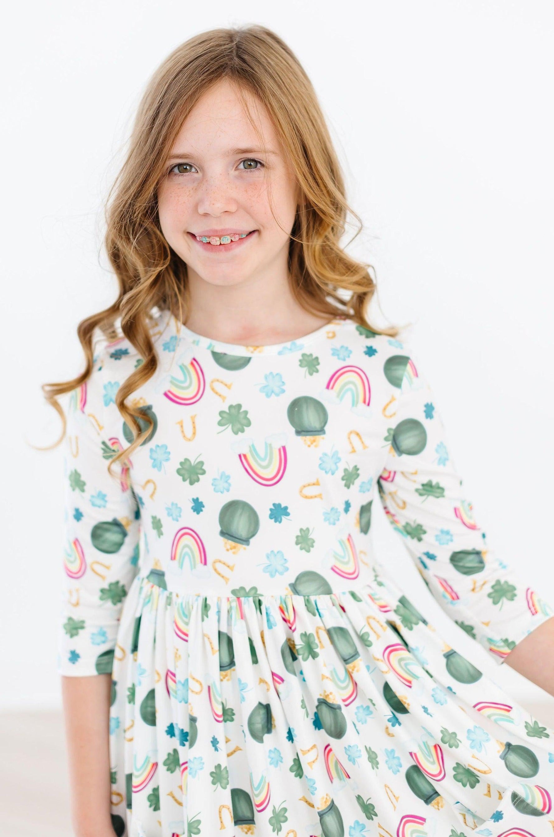 Luck of the Irish 3/4 Sleeve Pocket Twirl Dress - Image 4