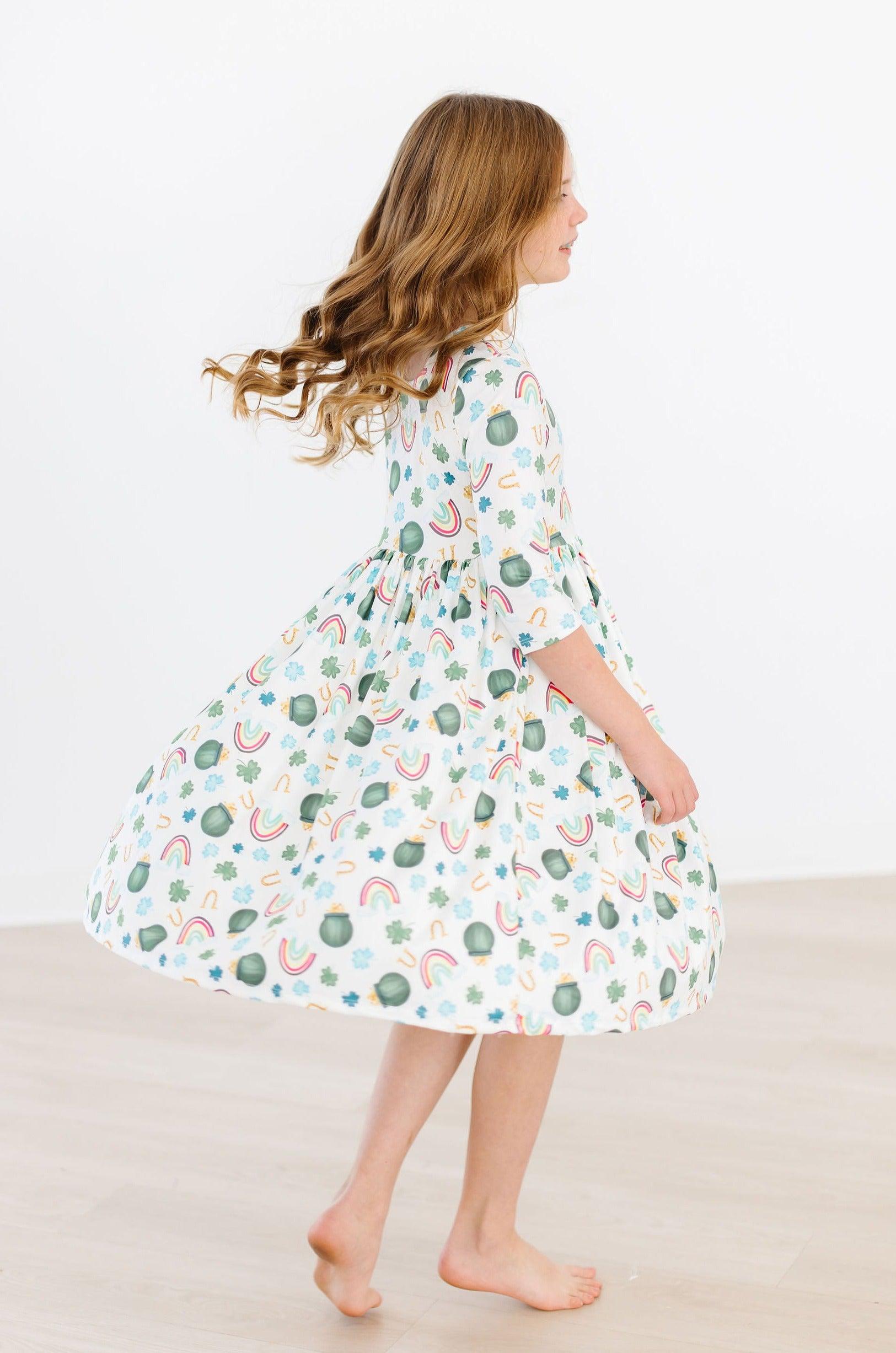Luck of the Irish 3/4 Sleeve Pocket Twirl Dress - Image 5