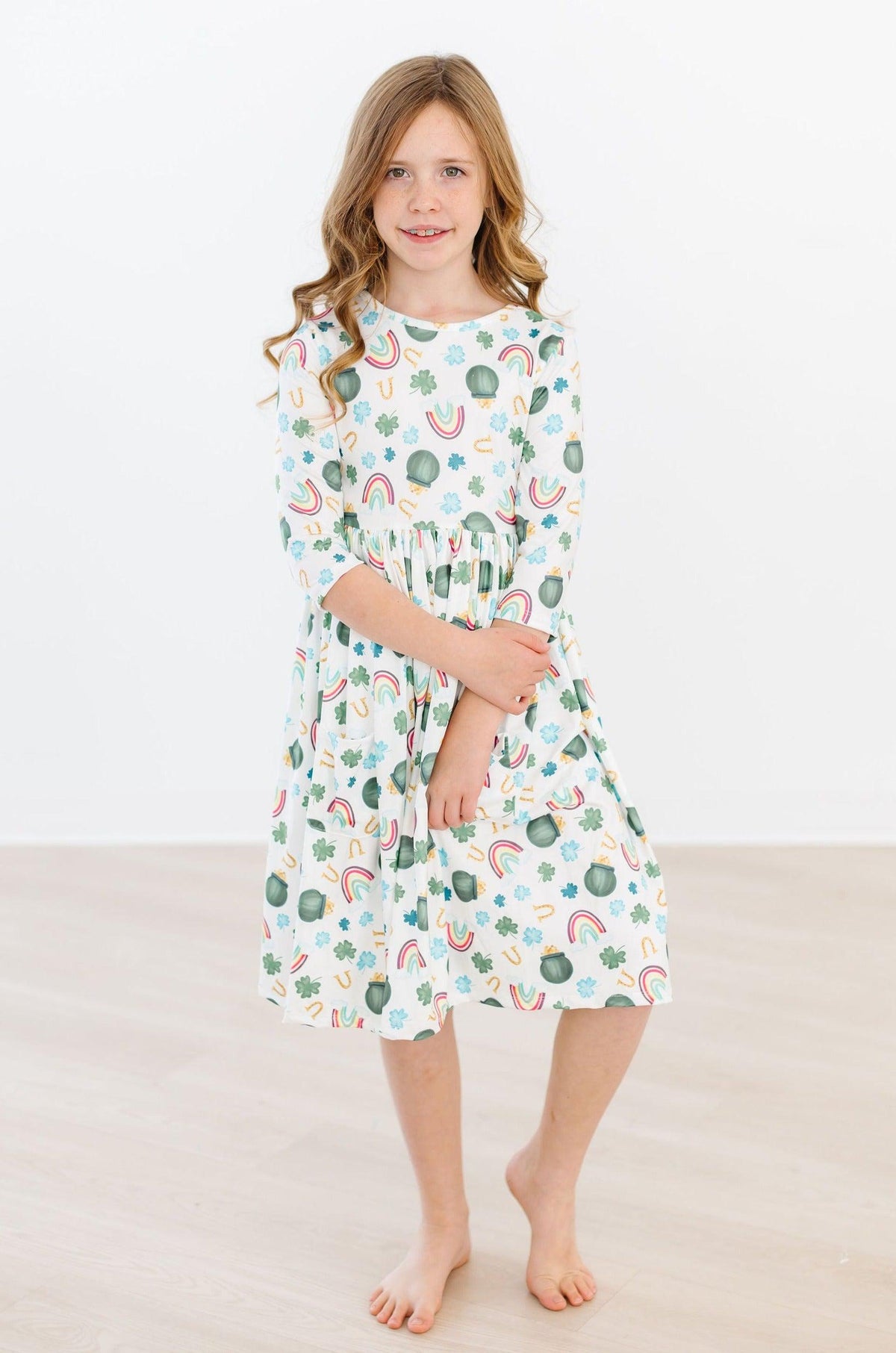 Luck of the Irish 3/4 Sleeve Pocket Twirl Dress - Image 6