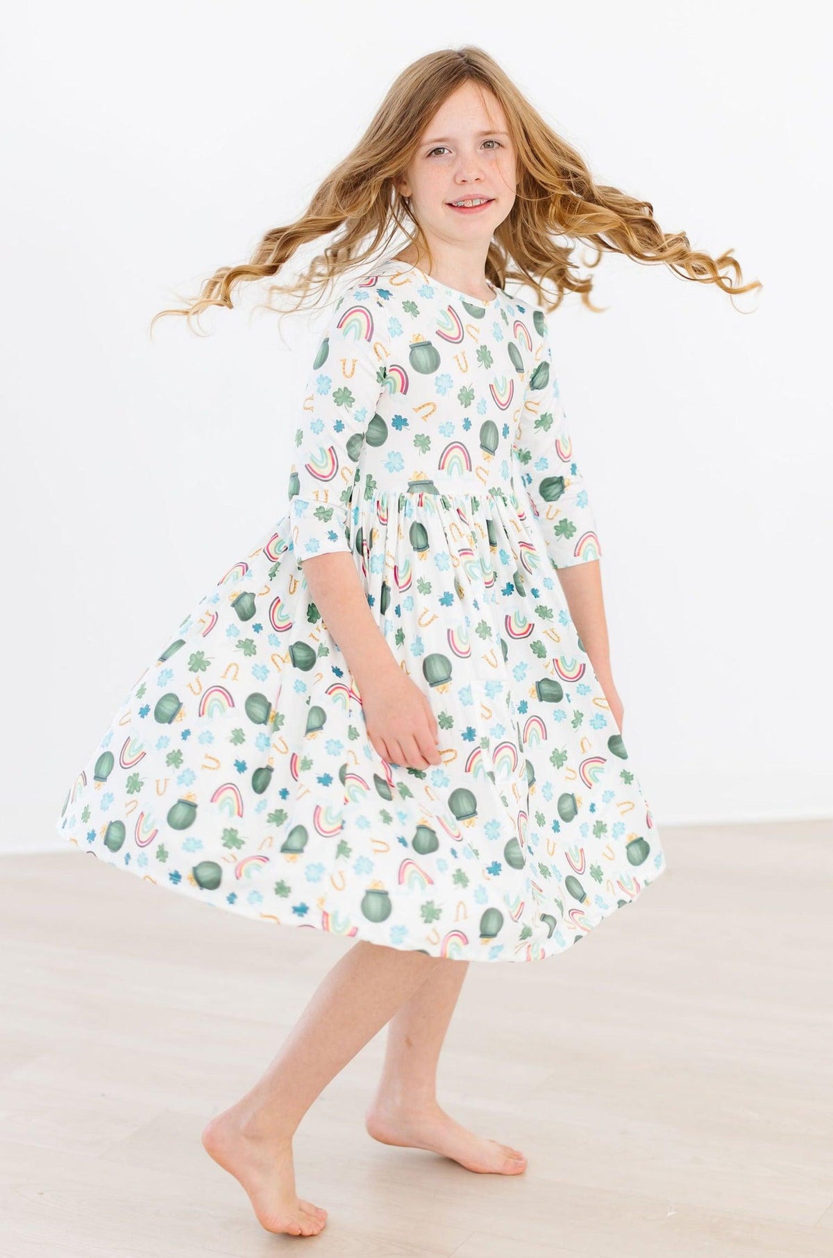 Luck of the Irish 3/4 Sleeve Pocket Twirl Dress - Image 7