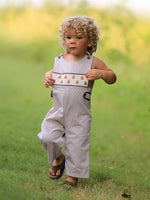 Rylee Faith Designs - Fall Halloween & Thanksgiving Pumpkin Smock Embroidered Boys Romper - alternate view 7
