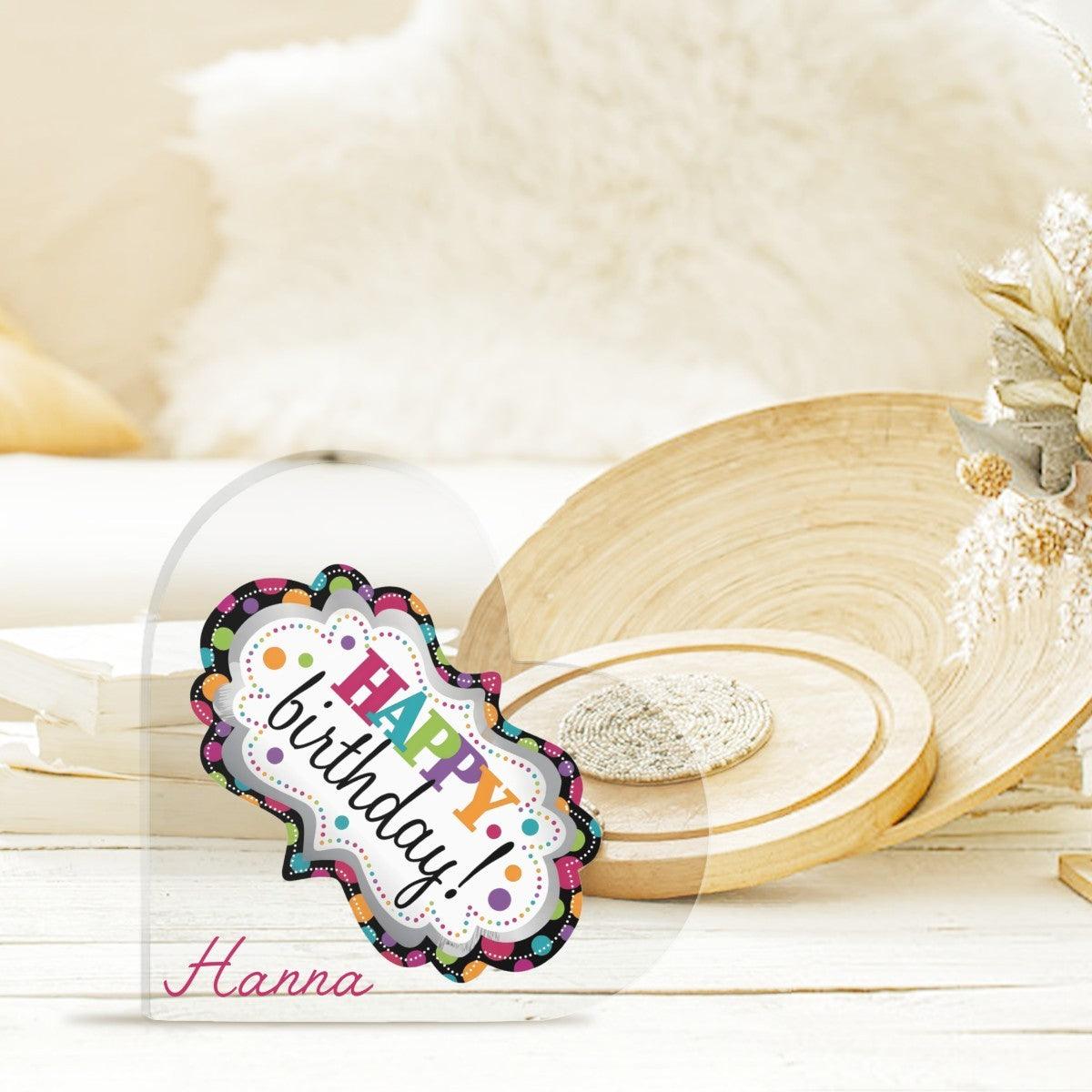 Personalized Happy Birthday Heart Acrylic Ornament | Custom Name Gift | 5.9 inch