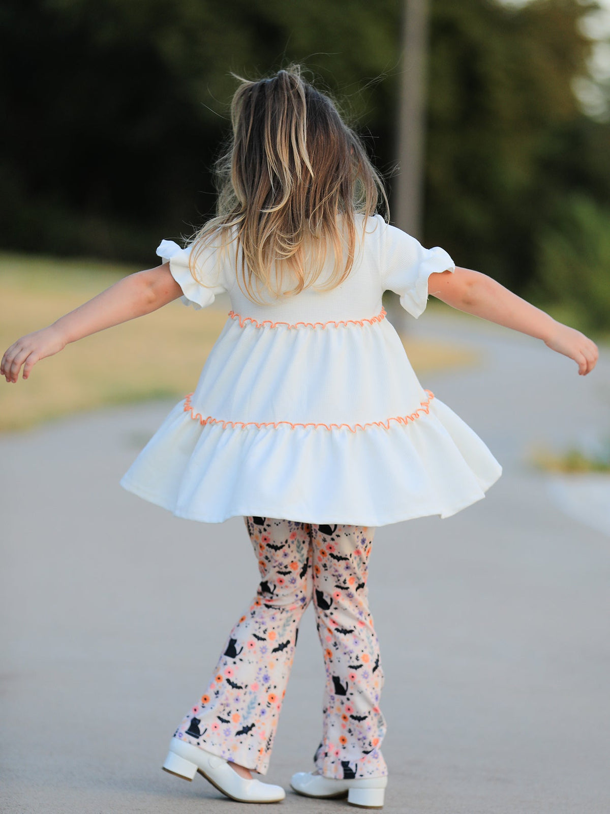 Rylee Faith Designs - Halloween Black Cat Girls Bell Bottom Pant Set - alternate view 4