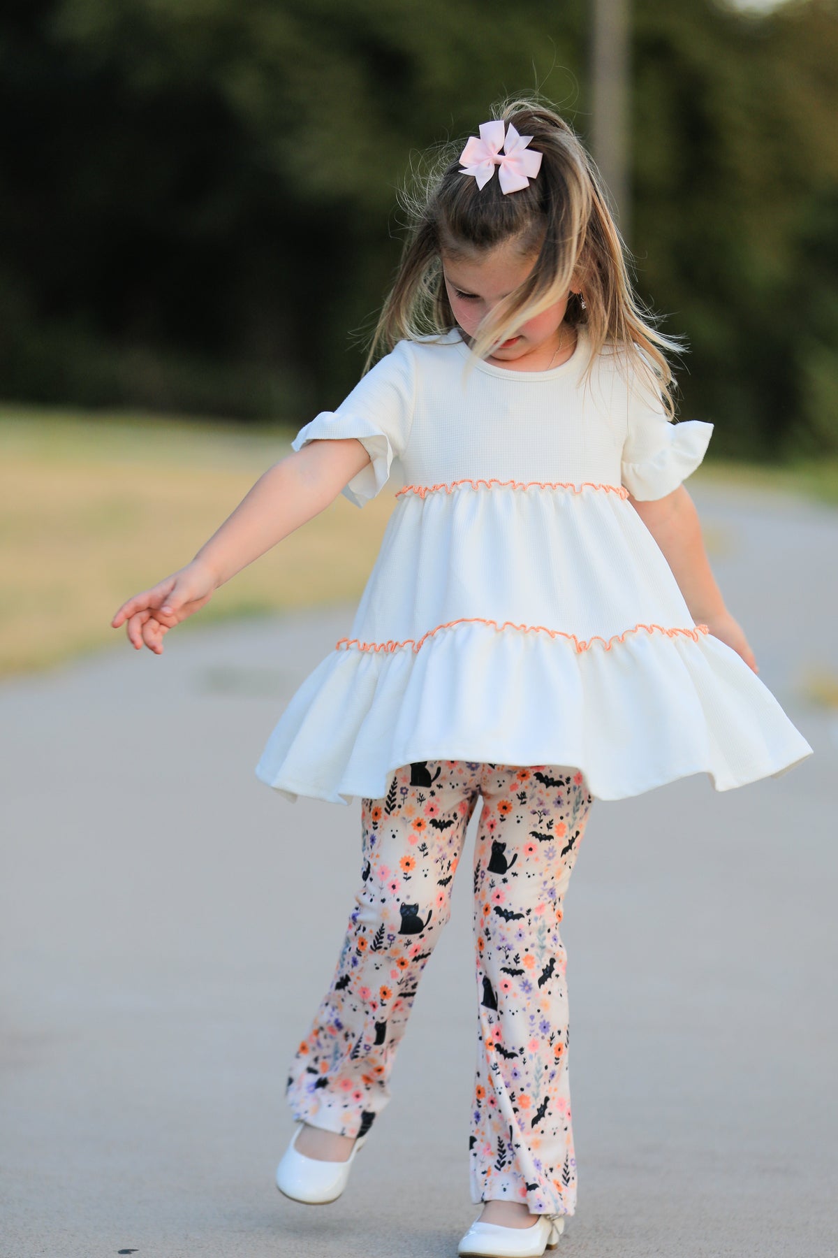 Rylee Faith Designs - Halloween Black Cat Girls Bell Bottom Pant Set - alternate view 3