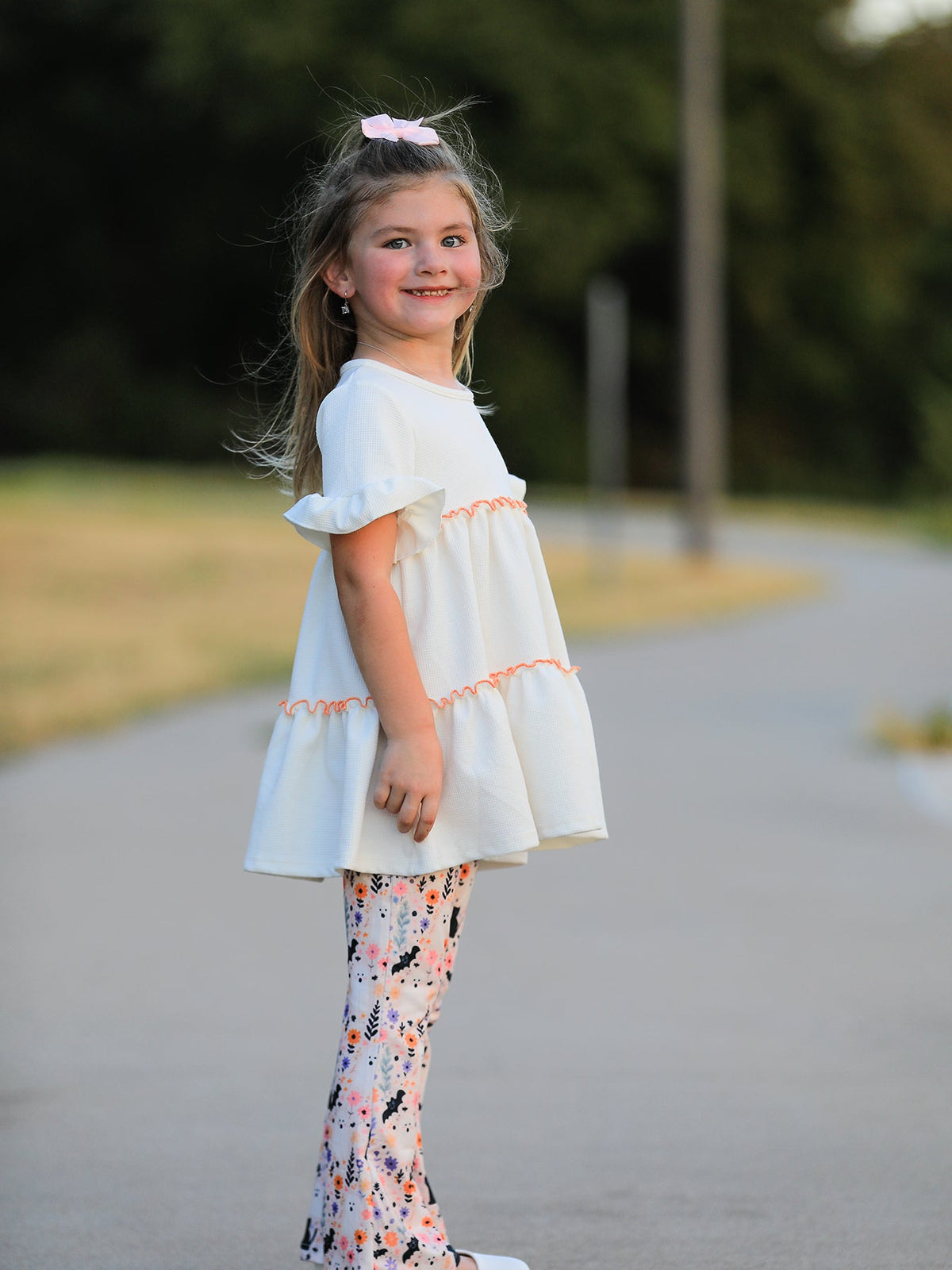Rylee Faith Designs - Halloween Black Cat Girls Bell Bottom Pant Set - alternate view 5