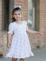 Rylee Faith Designs - Halloween Thanksgiving Pumpkin Bow Girls Twirl Ruffle Dress