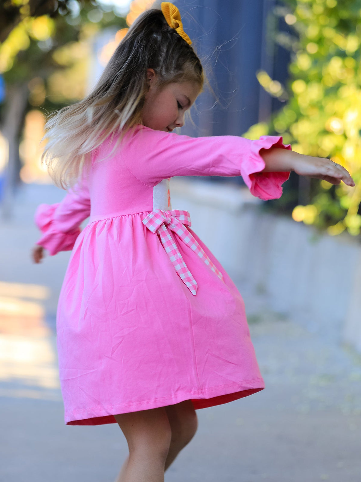 Rylee Faith Designs - Fall Thanksgiving& Halloween "GOBBLE" Smock Embroidery Baby Girl Dress - alternate view 4