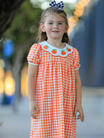 Rylee Faith Designs - Fall Pumpkin Embroidered Puff Sleeve Girls Dress - alternate view 4