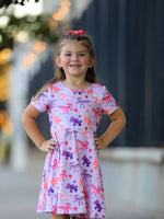 Rylee Faith Designs - Dinosaur Heart Twirl Girls Dress Short Sleeves - alternate view 2