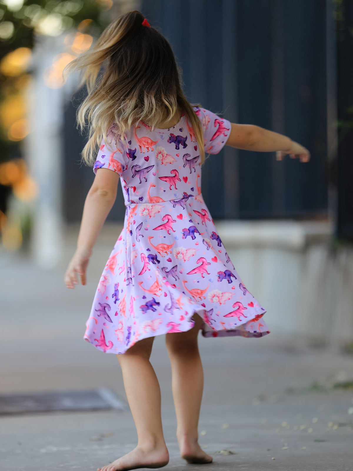 Rylee Faith Designs - Dinosaur Heart Twirl Girls Dress Short Sleeves - alternate view 3