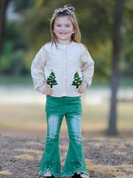 Rylee Faith Designs - Christmas Tree Knit Cardigan Kids Holiday Sweater Button Front - alternate view 6