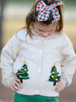 Rylee Faith Designs - Christmas Tree Knit Cardigan Kids Holiday Sweater Button Front - alternate view 3