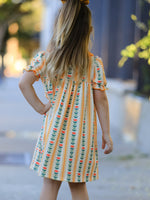 Rylee Faith Designs - Fall Floral Stripe Girls Dress Petals Collar Smocked - alternate view 3