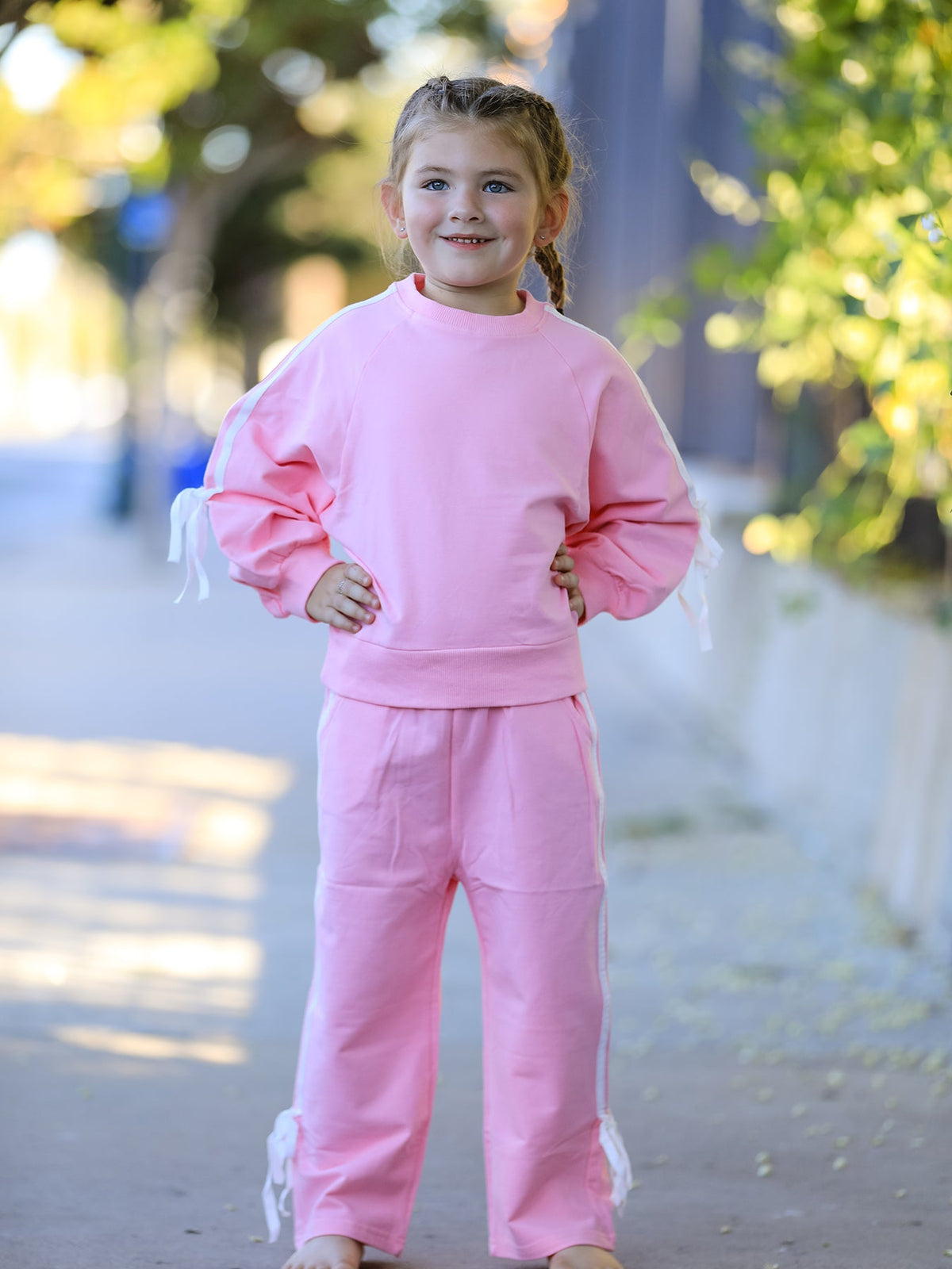 Rylee Faith Designs - Girls Bow Trim Sweatshirt and Pants Set - alternate view 3