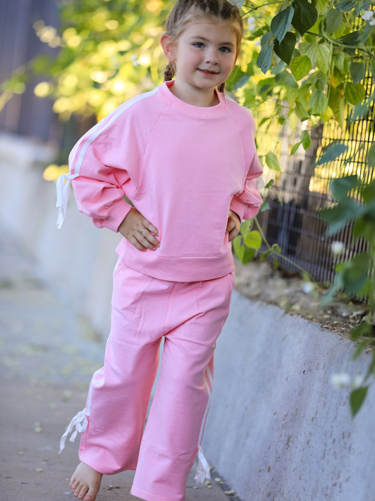 Rylee Faith Designs - Girls Bow Trim Sweatshirt and Pants Set - alternate view 2