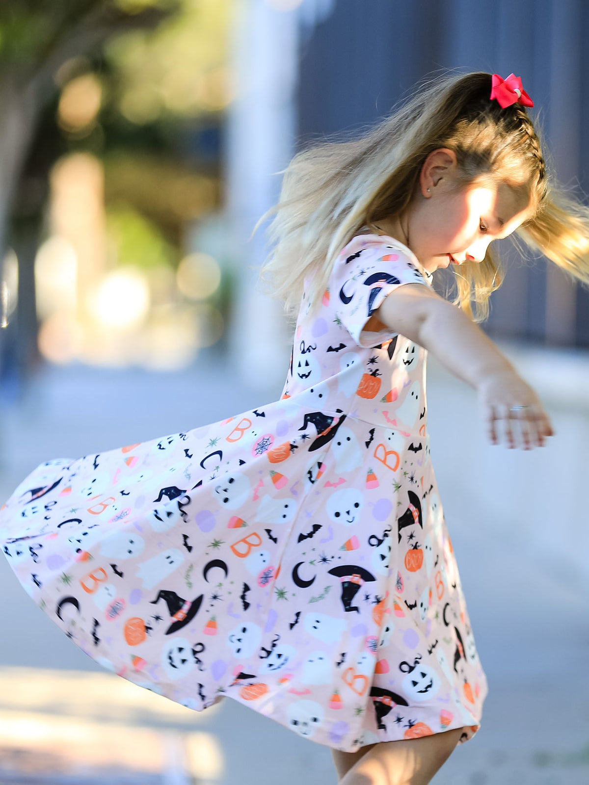 Rylee Faith Designs - Halloween Ghost Girl Twirl Dress Short-sleeved - alternate view 3