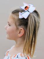 Rylee Faith Designs - Halloween Pumpkin Hair Bows: White Ribbon Design（2PCS） - alternate view 2