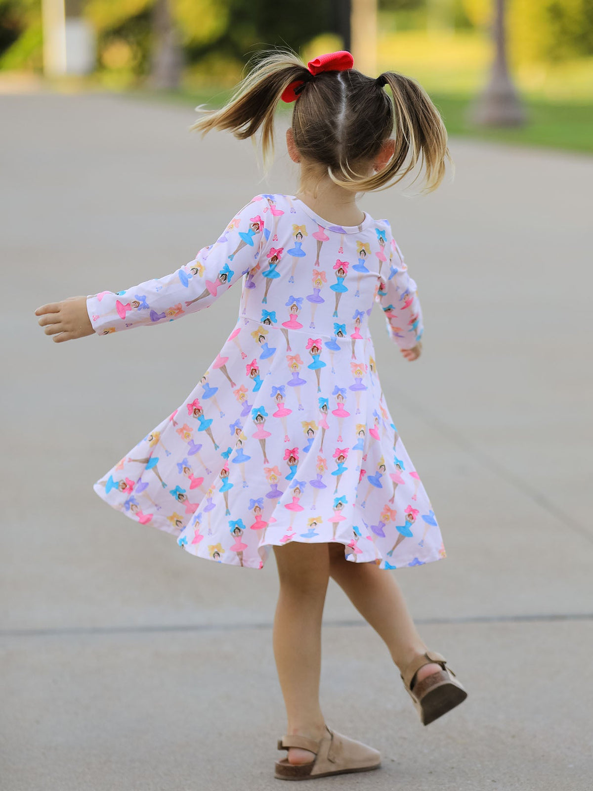 Rylee Faith Designs - Fall Colorful Ballet Character Girls Long Sleeve Twirl Dress - alternate view 4