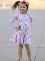 Rylee Faith Designs - Fall Colorful Ballet Character Girls Long Sleeve Twirl Dress