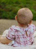Rylee Faith Designs - Western Horse Embroidered Smocked Plaid Baby Girl Romper - alternate view 5