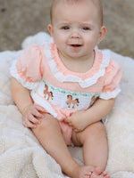 Rylee Faith Designs - Western Horse Embroidery Girls Romper Lace Petals Collar Puff Sleeve - alternate view 4