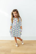 Mardi Gras 3/4 Sleeve Pocket Twirl Dress - Image 8