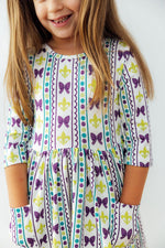 Mardi Gras 3/4 Sleeve Pocket Twirl Dress - Image 7