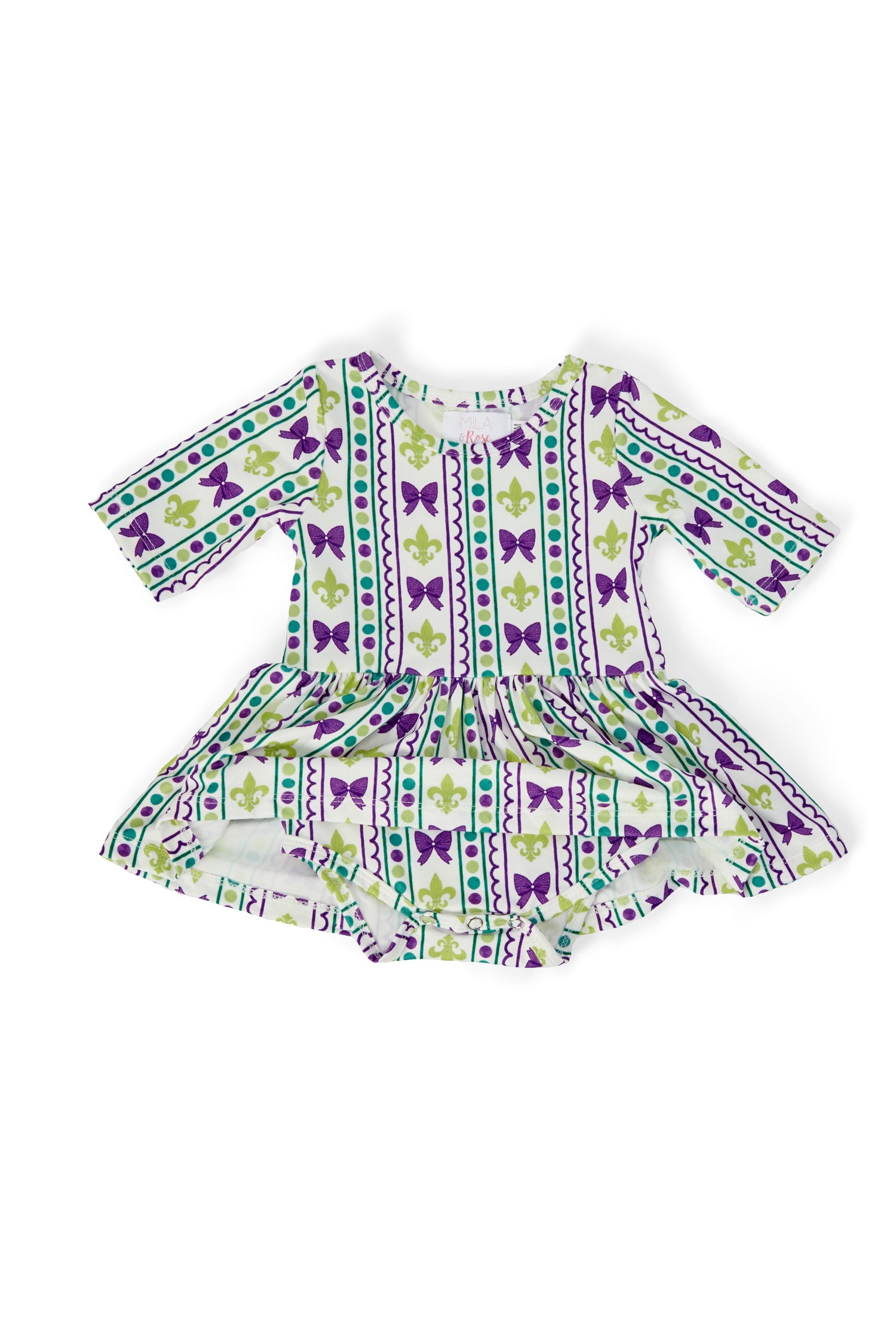 Mardi Gras 3/4 Sleeve Twirl Bodysuit