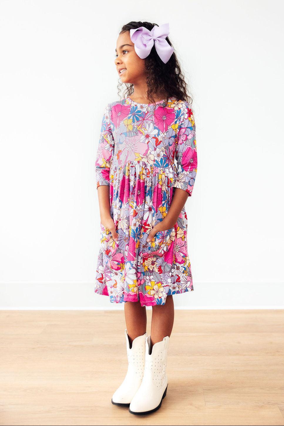 Mauve What's Up Buttercup 3/4 Sleeve Pocket Twirl Dress - Image 5