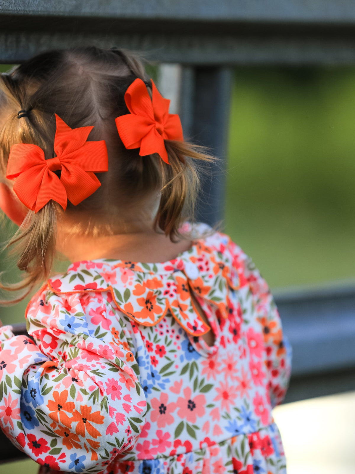 Rylee Faith Designs - Fall Halloween & Thanksgiving Pumpkin Bow Smock Embroidered Floral Dress - alternate view 2