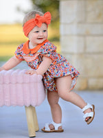 Rylee Faith Designs - Fall Floral Smocked Petals Collar Girls Bubble Romper - alternate view 5