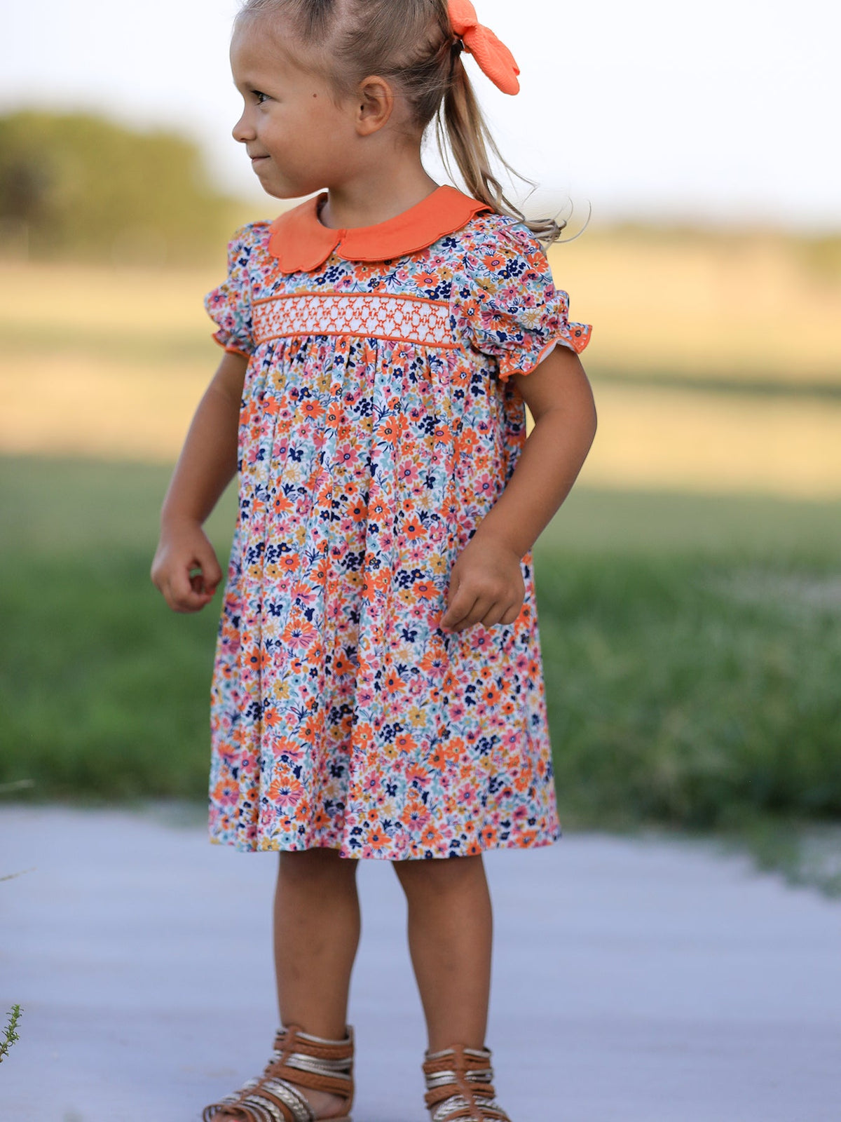 Rylee Faith Designs - Fall Floral Smocked Petals Collar Girls Dress - alternate view 2