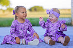 Rylee Faith Designs - Fall Lavender Floral Print Girls Long Sleeve Romper - alternate view 7