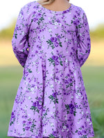 Rylee Faith Designs - Fall Lavender Floral Print Girls Long Sleeve Twirl Dress - alternate view 2