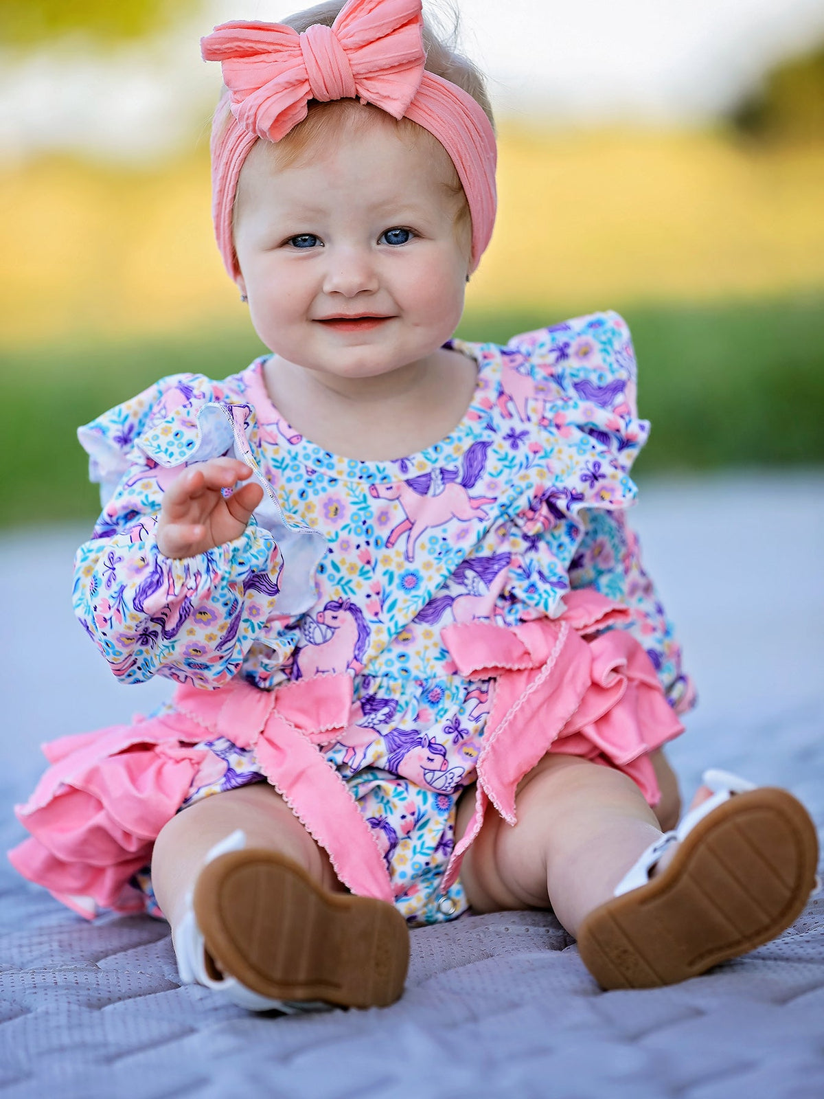 Rylee Faith Designs - Unicorn Floral Print Girls Long Sleeve Romper - alternate view 6
