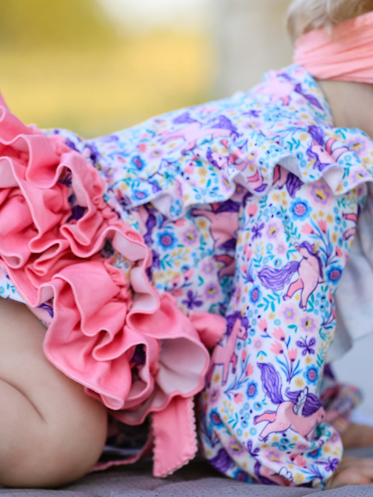 Rylee Faith Designs - Unicorn Floral Print Girls Long Sleeve Romper - alternate view 4