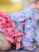 Rylee Faith Designs - Unicorn Floral Print Girls Long Sleeve Romper - alternate view 4