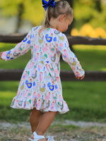 Rylee Faith Designs - Fall Farm Chicken Print Girls Ruffle Hem Twirl Dress - alternate view 3