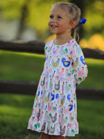 Rylee Faith Designs - Fall Farm Chicken Print Girls Ruffle Hem Twirl Dress - alternate view 5