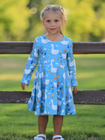Rylee Faith Designs - Fall Goose Print Girls Long Sleeve Twirl Dress - alternate view 4