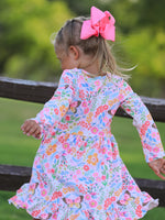 Rylee Faith Designs - Fall Butterfly Floral Print Girls Ruffle Hem Twirl Dress - alternate view 3