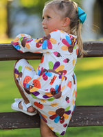 Rylee Faith Designs - Thanksgiving Turkey Print Girls Dress - alternate view 5