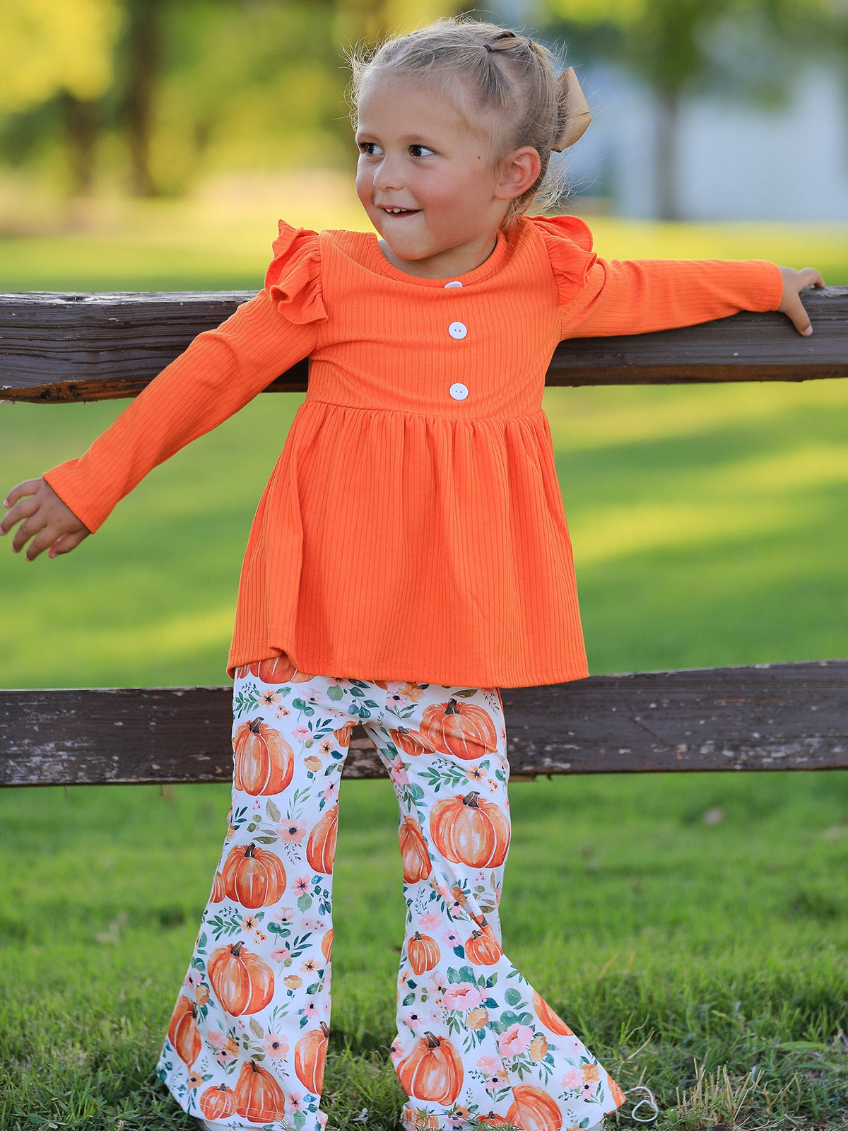 Rylee Faith Designs - Girls Fall Pumpkin Print Set