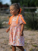 Rylee Faith Designs - Peach Bow Smocked Floral Girl Dress - alternate view 6