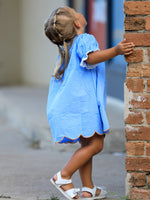 Rylee Faith Designs - Blue Fall Thanksgiving&Halloween Pumpkin Smock Embroidery Lace Baby Girl Dress - alternate view 3
